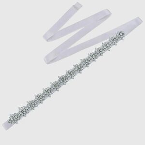 White Dress with Silver Floral Embellishment by Farinosa Bridal